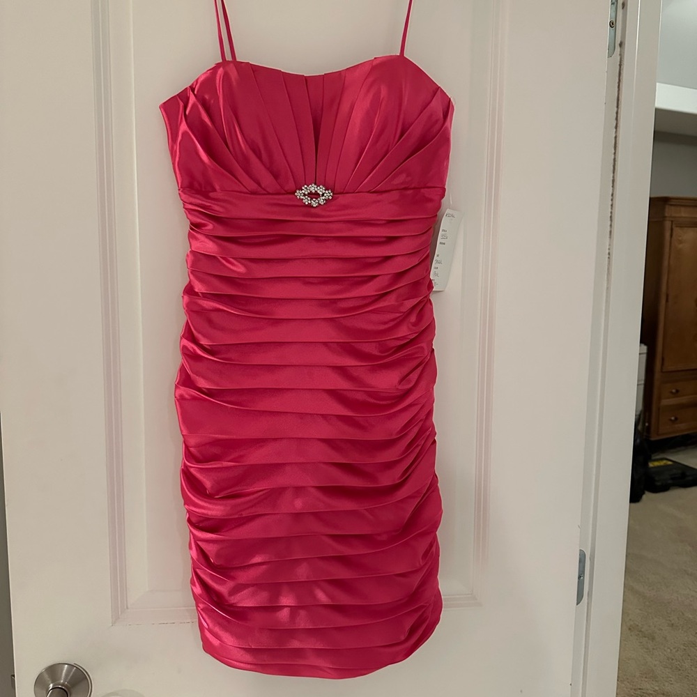 NEW Hot Pink Ruched Dress